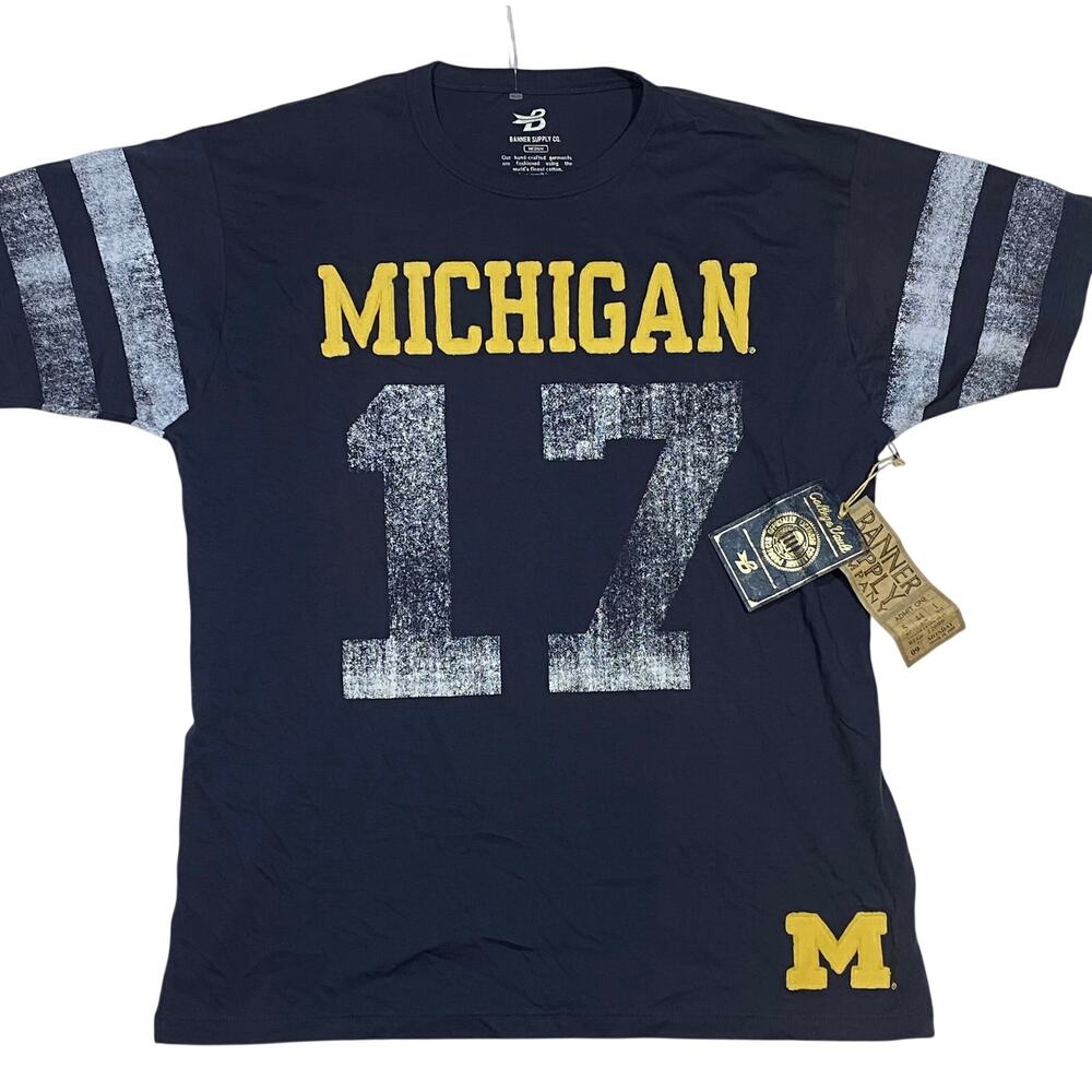 Banner Supply Co. University of Michigan Jersey Shirt #17 Mens Medium New